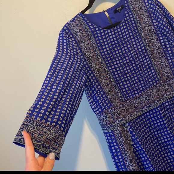 Madewell 100% Silk Ascot Grid Tee Dress - Picture 4 of 12